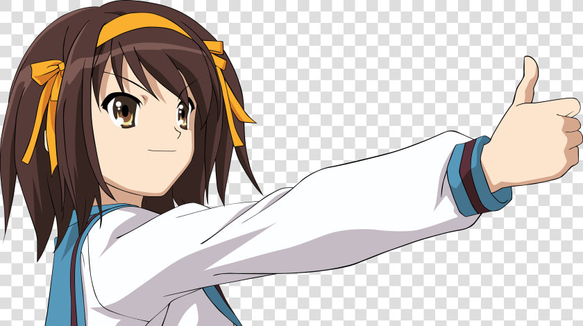 Transparent Anime Girl   Haruhi Suzumiya Thumbs Up  HD Png DownloadTransparent PNG