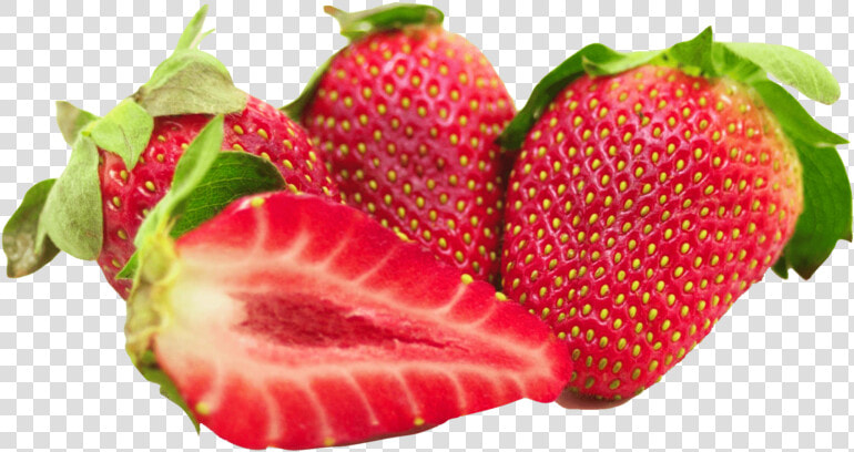 Strawberries With Leaf And Sliced   Strawberry  HD Png DownloadTransparent PNG