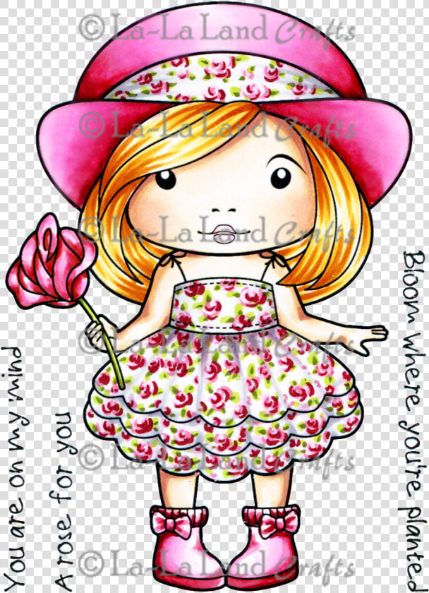 Marci With Rose Rubber Stamp   Cartoon  HD Png DownloadTransparent PNG