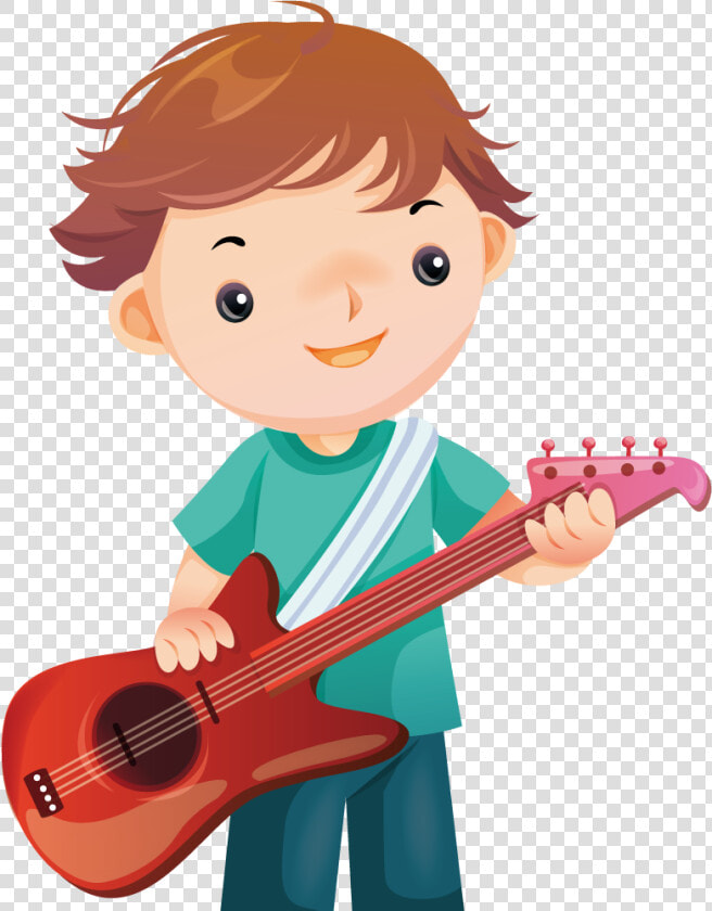 Boy Cartoon Guitar Instrument Musical Playing Clipart   Play An Instrument Cartoon  HD Png DownloadTransparent PNG