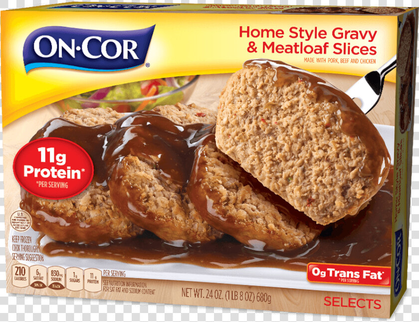 Home Style Gravy  amp  Meatloaf Slices   Cor Meatloaf  HD Png DownloadTransparent PNG