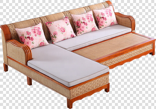 New Design Cane Wood Sofa Cum Bed And Table Living   Sofa Cum Bed Wood  HD Png DownloadTransparent PNG