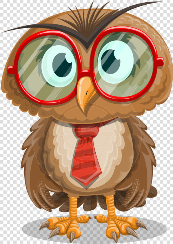 Owl With A Tie Cartoon Vector Character Aka Owlbert   Owl With Glasses Cartoon  HD Png DownloadTransparent PNG