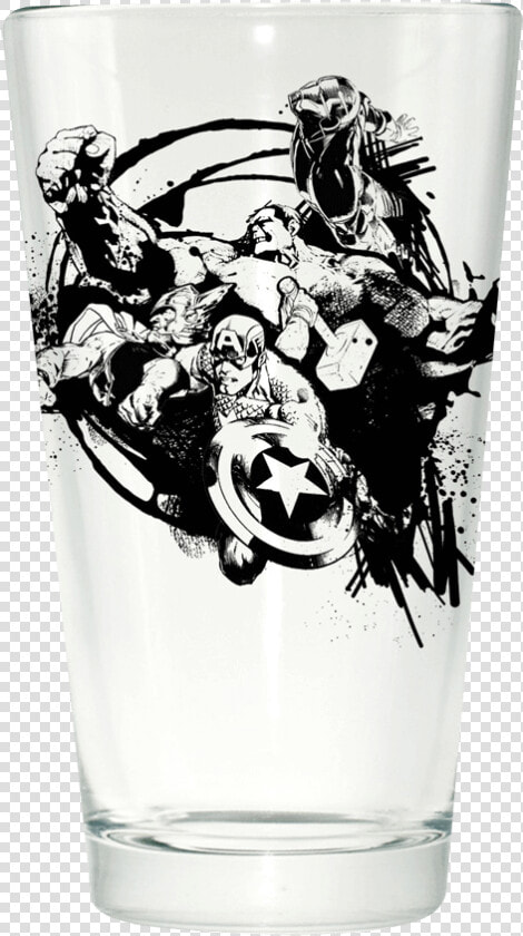 Avengers Group Circle Pint Glass   Avengers Black And White  HD Png DownloadTransparent PNG