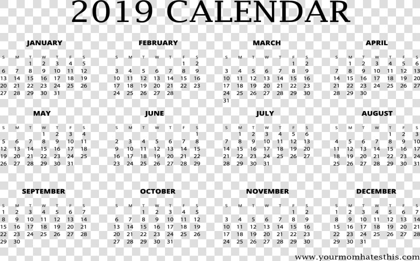 2019 Calendar Yourmomhatesthis Png   2019 A4 Calendar To Print  Transparent PngTransparent PNG