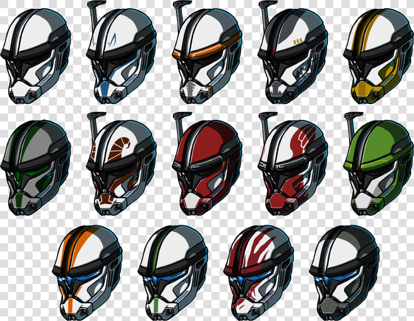 Clone Trooper Phase 2 Top Row   Clone Troopers Phase 2 Helmets  HD Png DownloadTransparent PNG