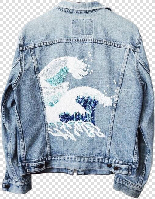  denimjacket  denim  jacket  wave  art  water  jeanjacket   Diy Painted Jean Jacket  HD Png DownloadTransparent PNG