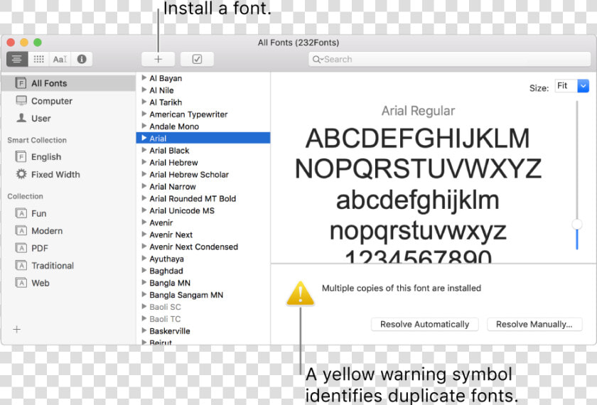 The Font Book Window Showing The Add Button In The   Font  HD Png DownloadTransparent PNG