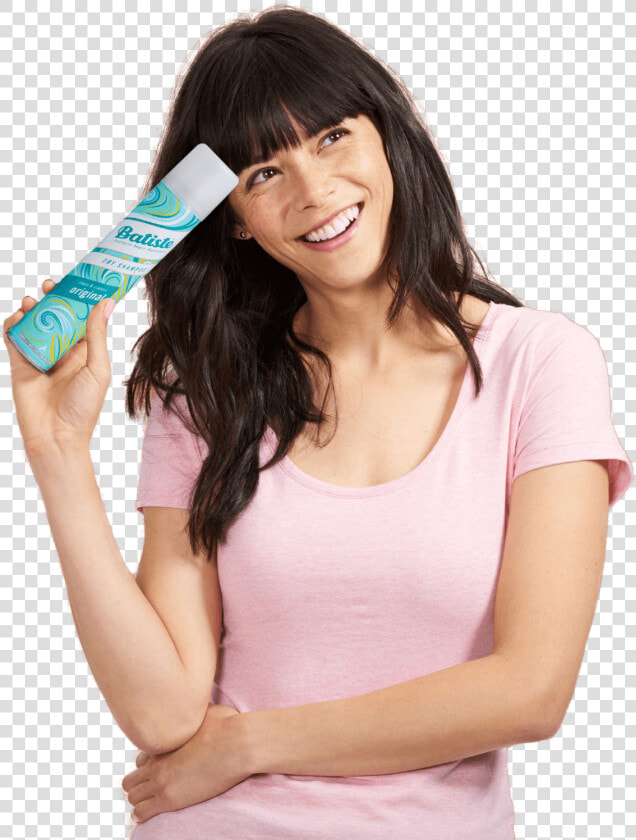 Woman Holding Batiste Dry Shampoo   Girl Holding Shampoo  HD Png DownloadTransparent PNG