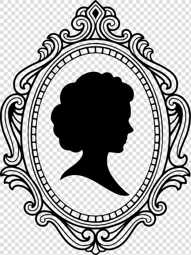 Cameo With Decorative Border   Mirror Clipart Black And White  HD Png DownloadTransparent PNG