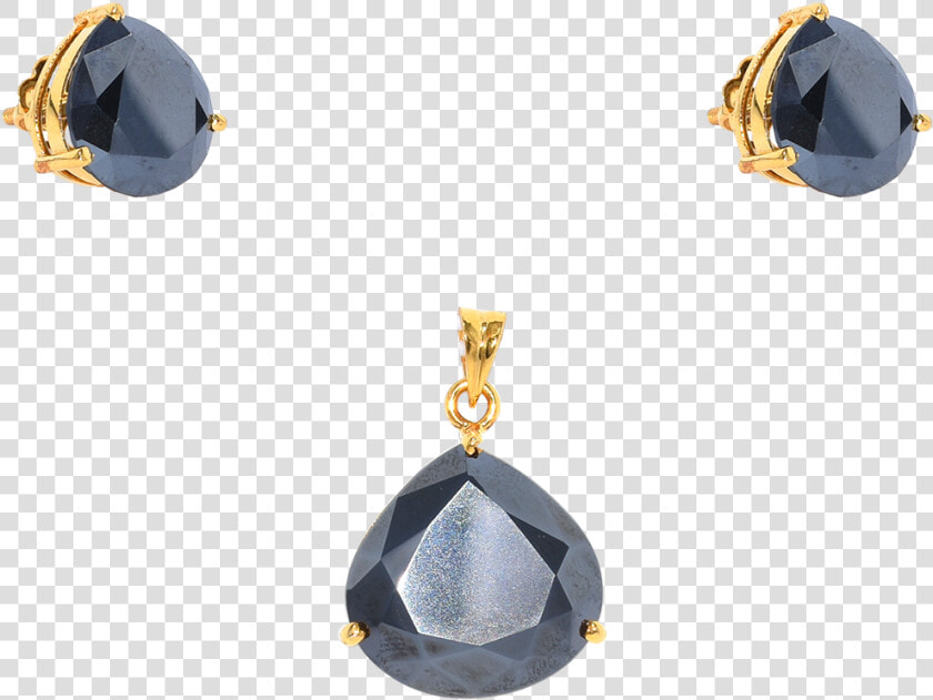 Moissanite Pendant Set In Blue Colour   Earrings  HD Png DownloadTransparent PNG