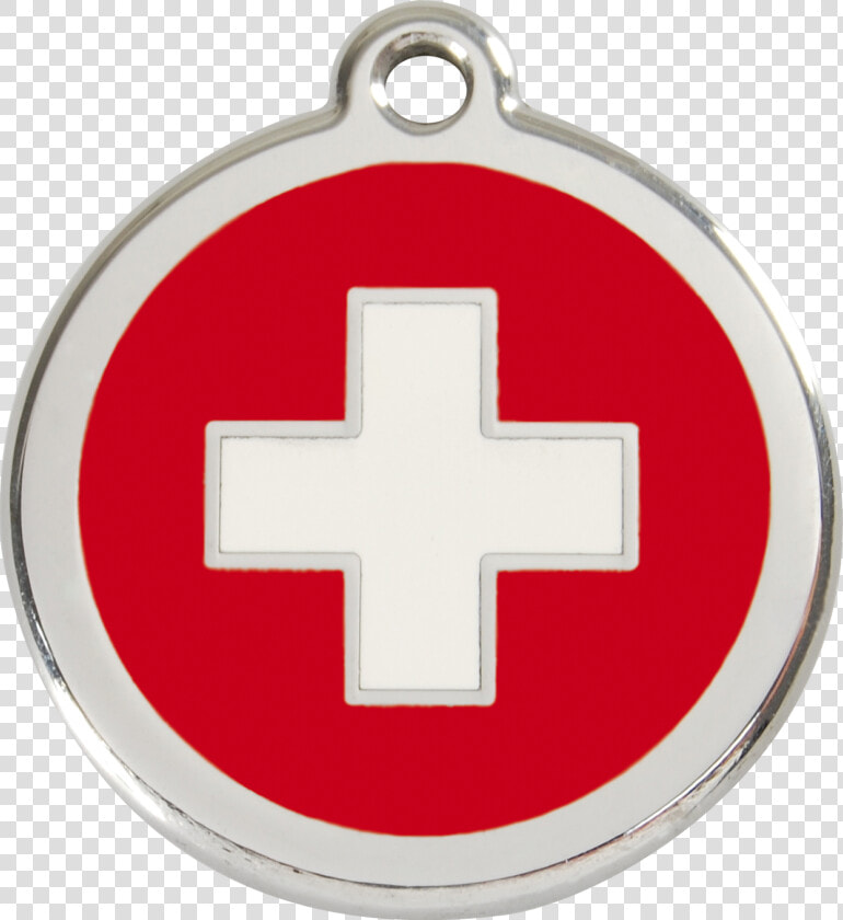 Red Dingo Stainless Steel  amp  Enamel Swiss Cross Dog   Large Pet Tag Red  HD Png DownloadTransparent PNG