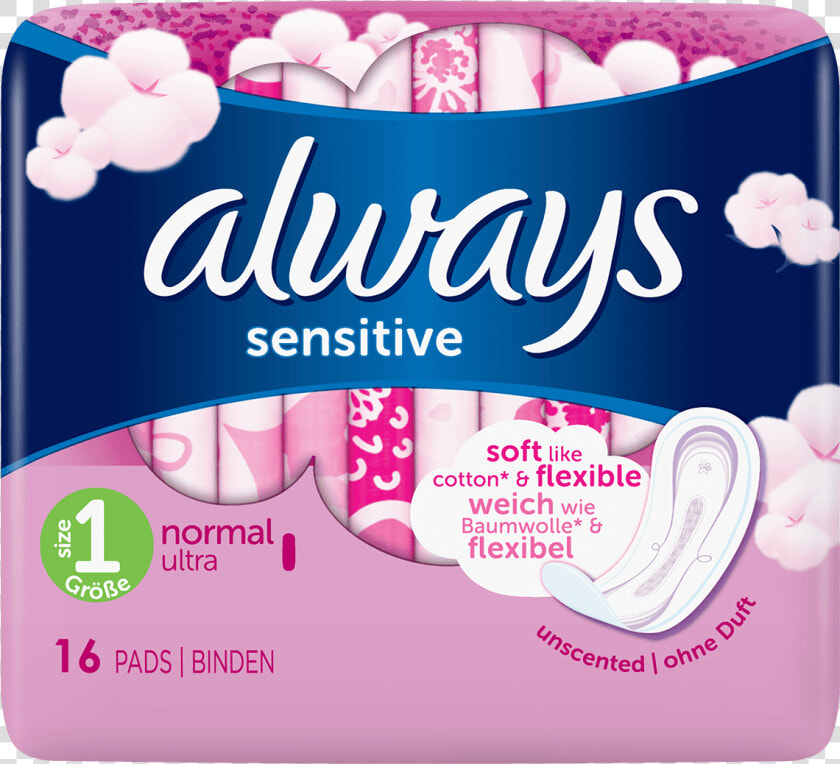 Always Sensitive Normal Ultra Sanitary Towels   Always Sensitive  HD Png DownloadTransparent PNG