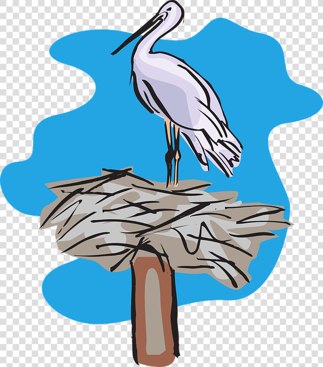 Bird Standing On Nest Svg Clip Arts   Stork Nest Clipart  HD Png DownloadTransparent PNG