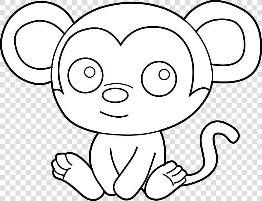 Cartoon Baby Monkey Images   Easy Colouring Pages To Print  HD Png DownloadTransparent PNG