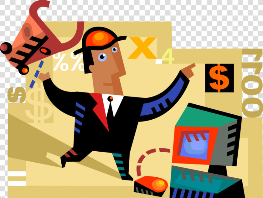 Vector Illustration Of Financial Investor Invests Money   Cartoon  HD Png DownloadTransparent PNG