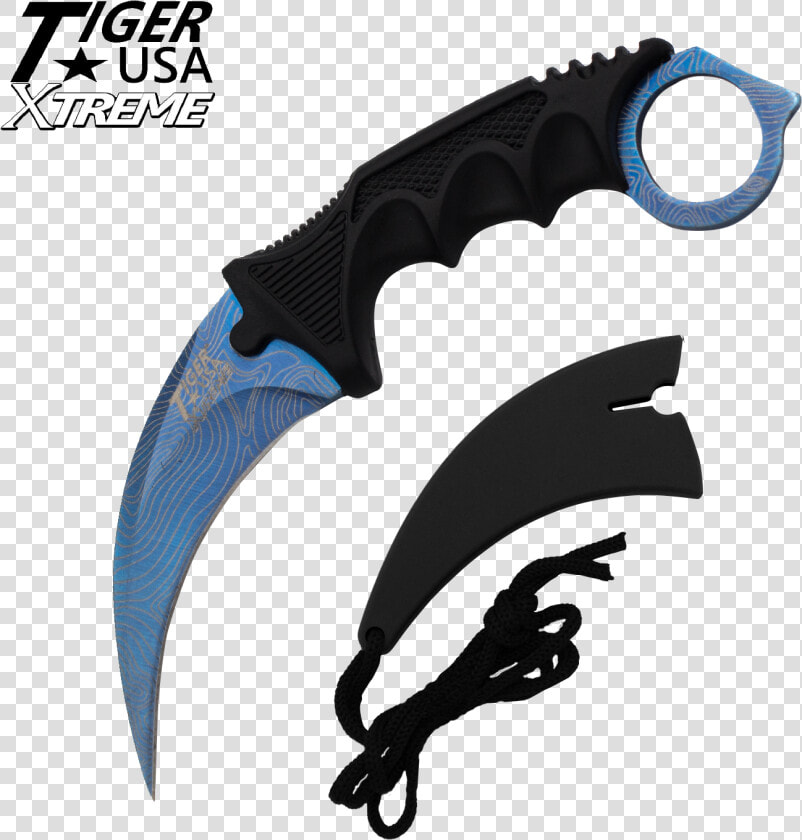 Transparent Karambit Png   Blue Damascus Steel Karambit  Png DownloadTransparent PNG