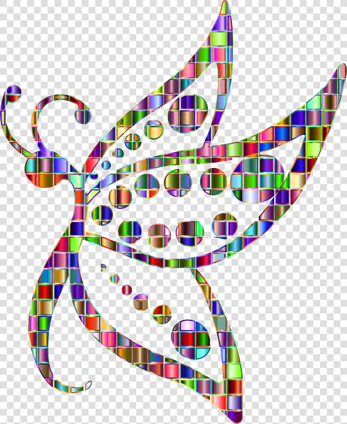 Chromatic Mosaic Spotted Butterfly Clip Arts   Butterfly Silhouette Clipart  HD Png DownloadTransparent PNG