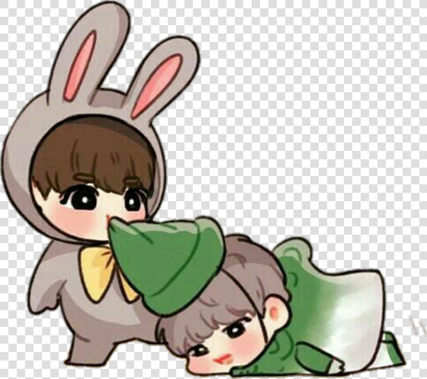  jikook  bts  fanart  jimin  jungkook  cute  kawaii   Bts Jimin Jungkook Chibi  HD Png DownloadTransparent PNG