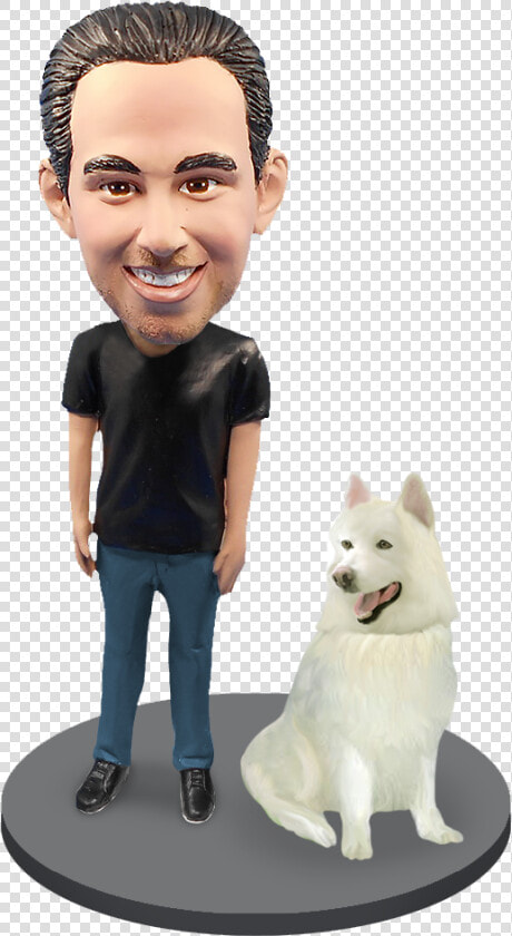 Custom Male With Custom Pet Dog Bobblehead   Berger Blanc Suisse  HD Png DownloadTransparent PNG