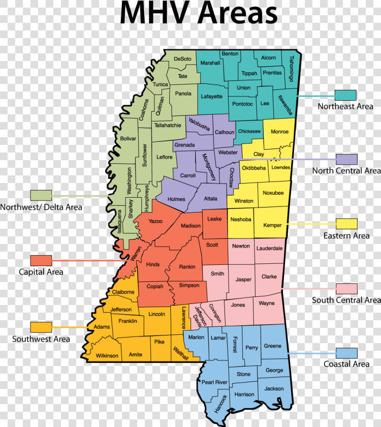 Map Of The Mhv Areas   Natural Resources Of Mississippi  HD Png DownloadTransparent PNG