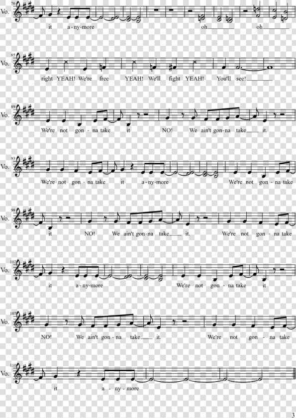 We Re Not Gonna Take It Sheet Music Composed By Twisted   Lord Of The Rings Clarinet Sheet Music  HD Png DownloadTransparent PNG