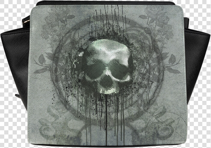 Awesome Skull With Bones And Grunge Satchel Bag   Skull  HD Png DownloadTransparent PNG