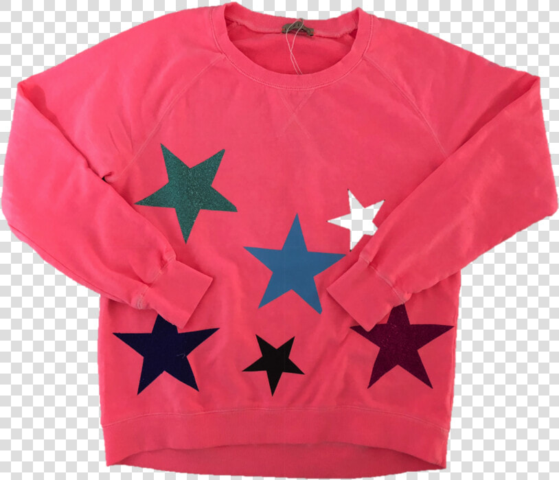 Izzi Sweat Pink With Glitter Stars   Png Download   Rixo Star Print Blouse  Transparent PngTransparent PNG