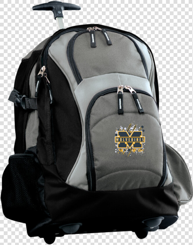 Michigan Wolverines Splatter Logo Embroidered Wheeled   Backpack  HD Png DownloadTransparent PNG