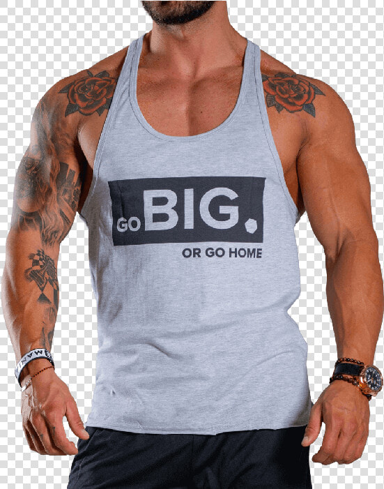 Mens Tank Top Go Big Or Go Home Light Melange  HD Png DownloadTransparent PNG