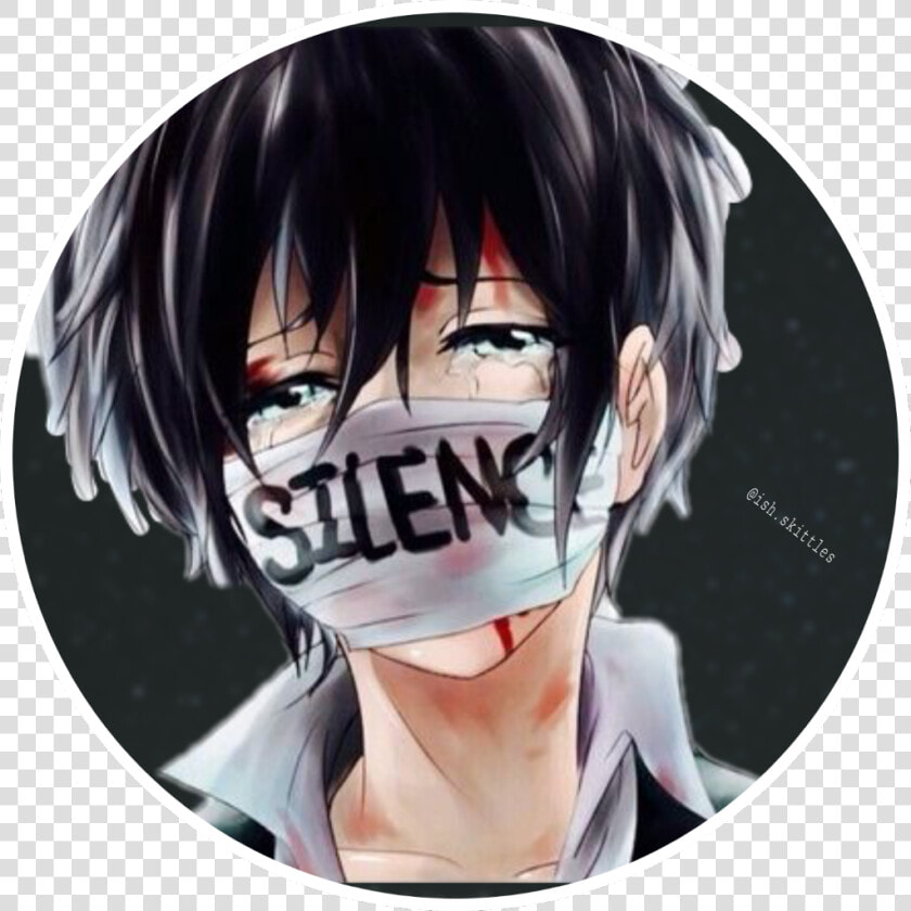 Transparent Shhh Clipart Black And White   Mask Sad Anime Boy  HD Png DownloadTransparent PNG