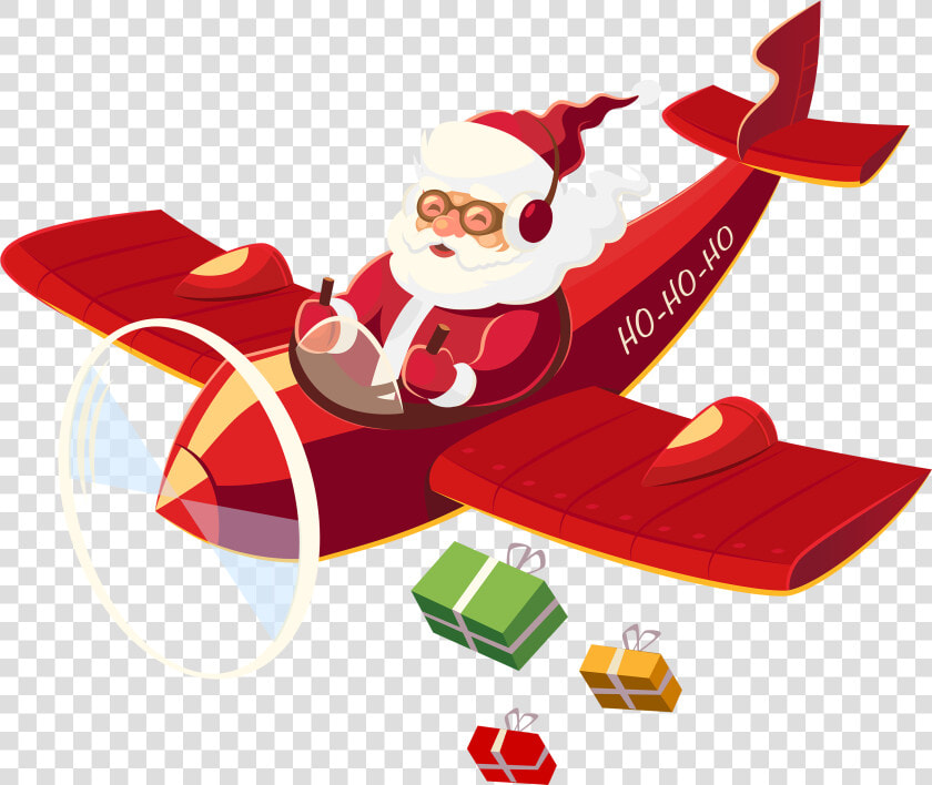 Santa Claus With Plane Png Clipart   Flying Santa Flying Transparent  Png DownloadTransparent PNG