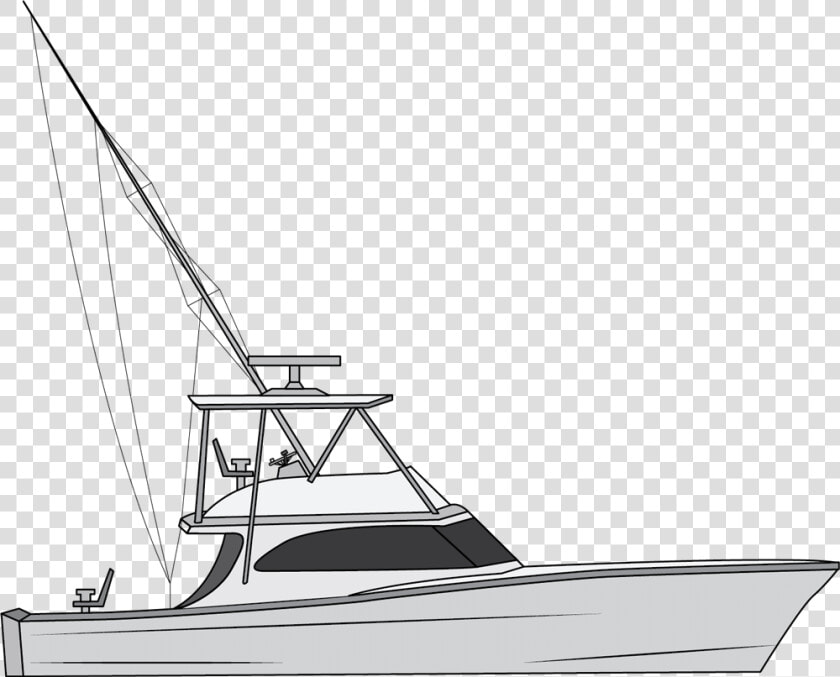 Transparent Yacht Clipart Black And White   Deep Sea Fishing Boat Clipart  HD Png DownloadTransparent PNG