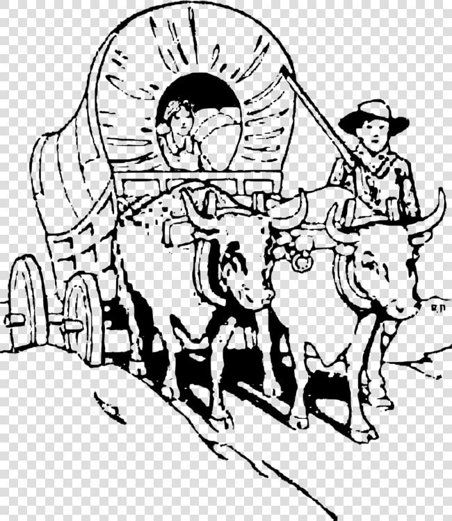 Wagon Train Black And White Drawing Covered Wagon Free   Oregon Trail Wagon Drawing  HD Png DownloadTransparent PNG