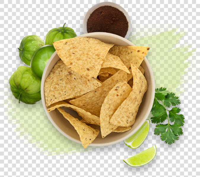 Original Tomatillo Salsa   Tortilla Chips Top View  HD Png DownloadTransparent PNG