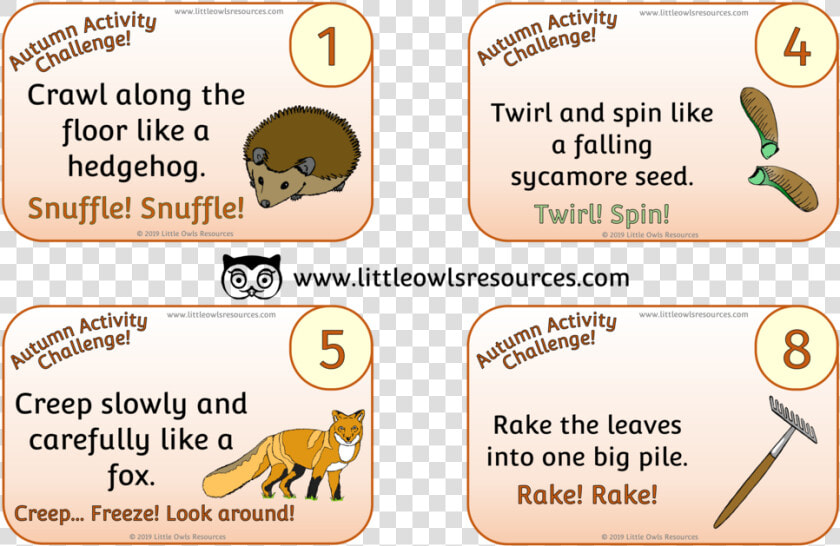 Autumn Activity movement Challenge Cards prompts   Autumn  HD Png DownloadTransparent PNG