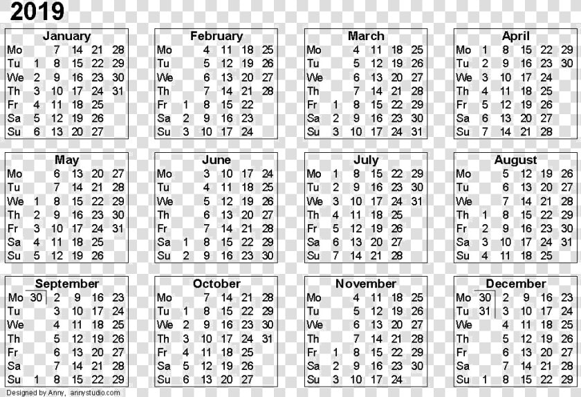 Calendar 2019 Png   2019 Calendar Printable Template  Transparent PngTransparent PNG