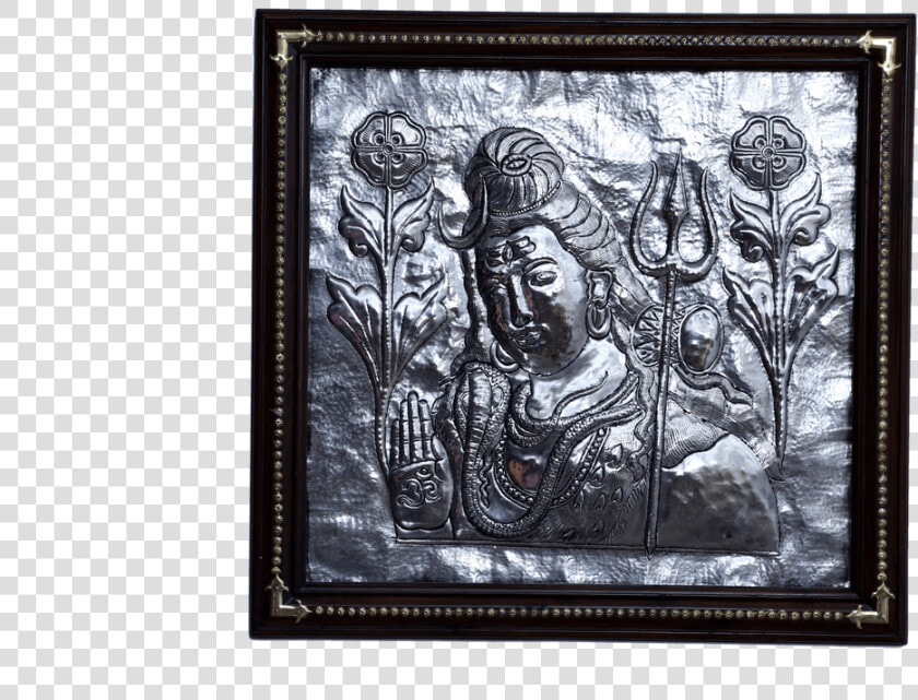 Copper Art Vastu Lord Shiva With Wooden Frame   Carving  HD Png DownloadTransparent PNG