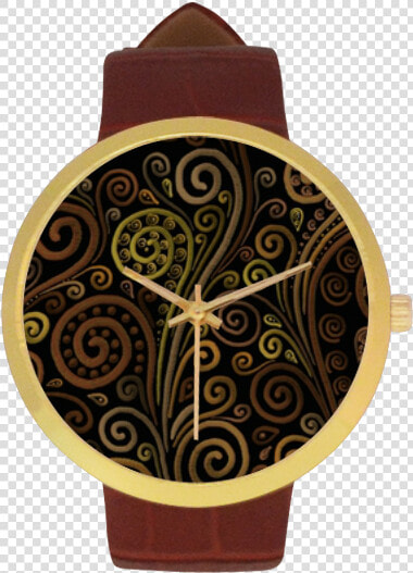 Psychedelic Sand Clock Women S Golden Leather Strap   Watch  HD Png DownloadTransparent PNG