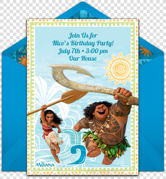 Moana  amp  Maui Online Invitation   Moana Maui Birthday Invitations  HD Png DownloadTransparent PNG