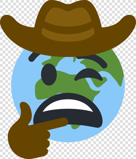 Planet Earth Emoji With Weary Mouth Winking Wearing   Cowboy Hand Emoji  HD Png DownloadTransparent PNG