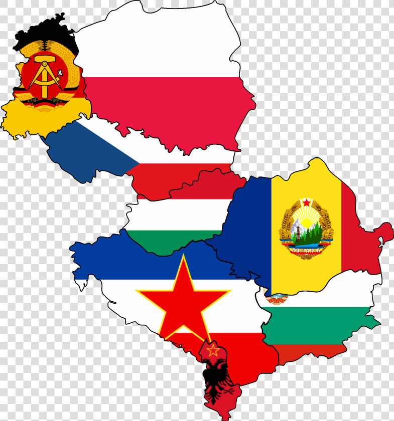 Flag Map Of Eastern Bloc Countries   Eastern Bloc Countries Flags  HD Png DownloadTransparent PNG