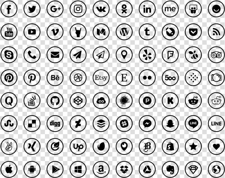 Media Icons Computer Sketch Social Free Clipart Hd   Contact And Social Media Icons  HD Png DownloadTransparent PNG