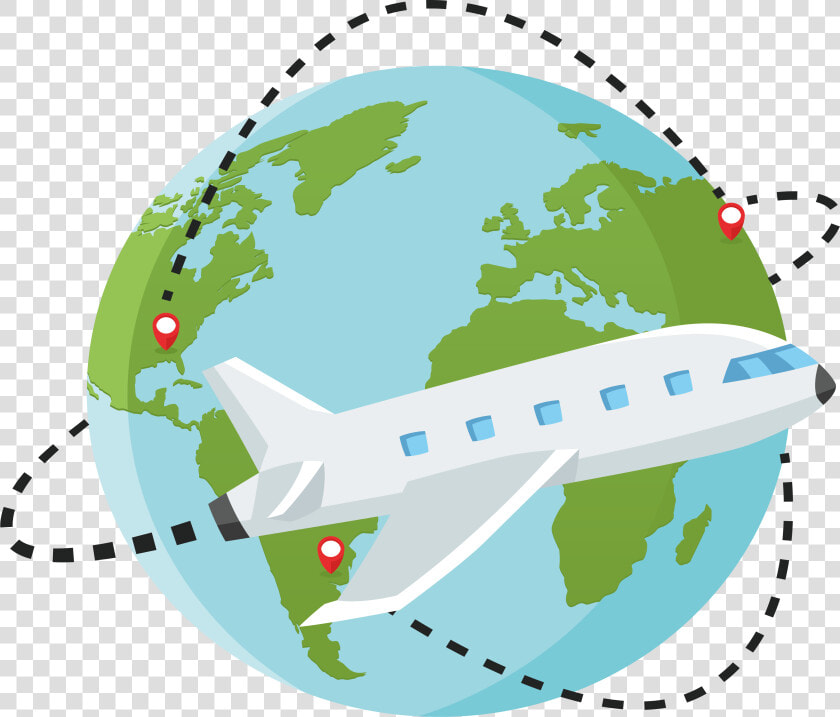 Globe And Plane Png   World Map With Plane  Transparent PngTransparent PNG