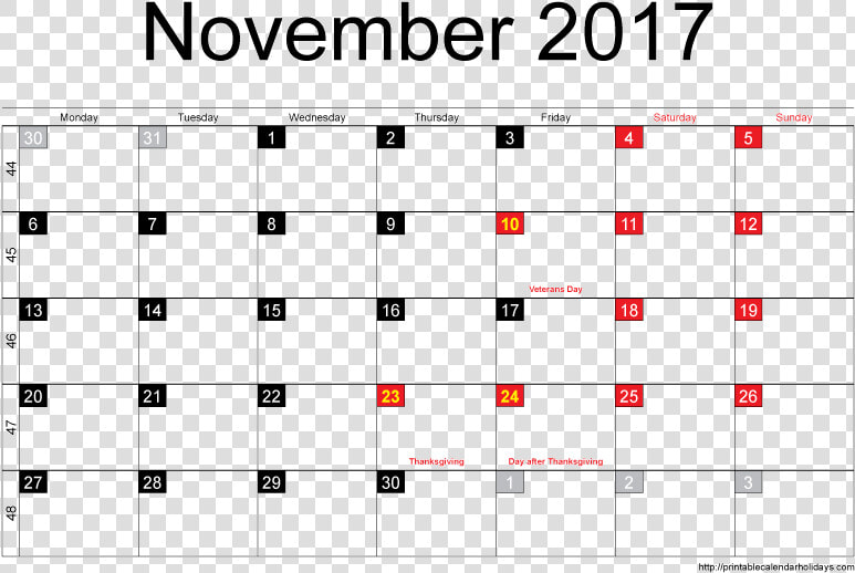 Printable December 2017 Calendar Transparent Background   Many Days In November 2018  HD Png DownloadTransparent PNG