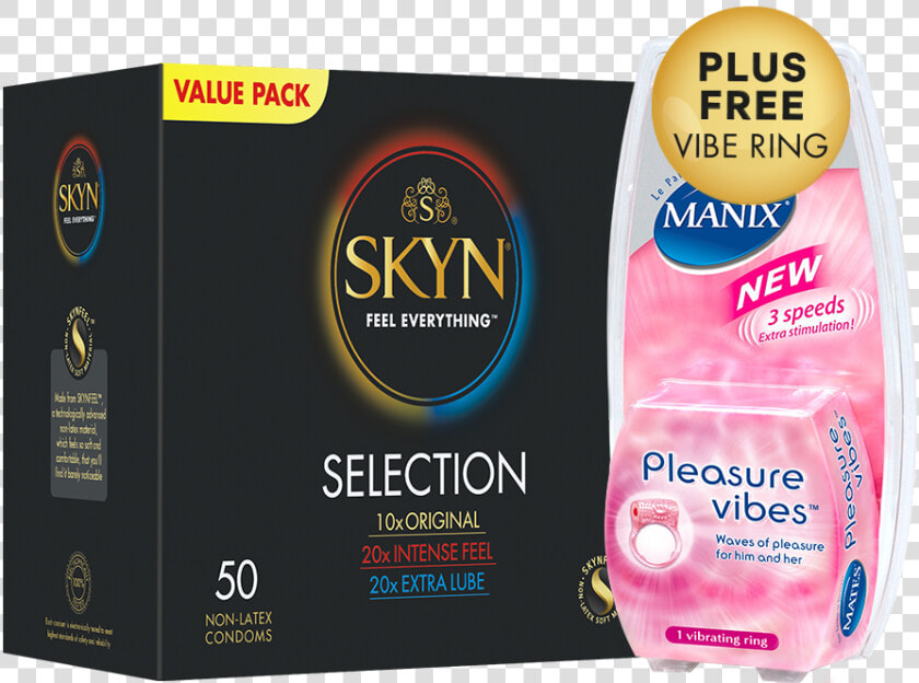 Skyn® Selection 50 Pack Of Non latex Condoms Plus Free   Manix  HD Png DownloadTransparent PNG