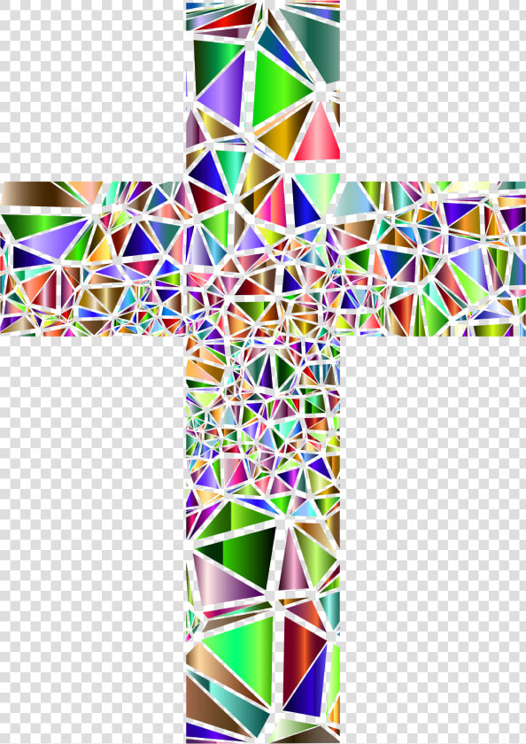 Low Poly Stained Glass Cross 5 No Background Png Freeuse   Stained Glass Cross Clipart  Transparent PngTransparent PNG