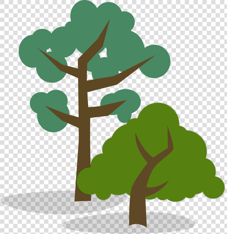 Stylized Illustration Of One Tall And One Short Tree   Tall Tree Short Tree  HD Png DownloadTransparent PNG