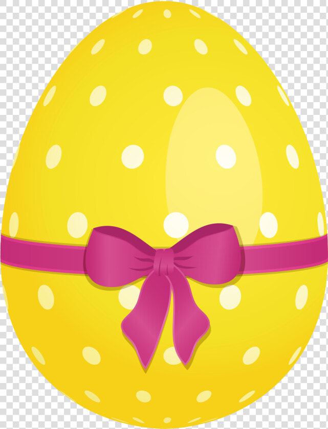 Yellow Dotted Easter Egg With Pink Bow Png Clipartu200b   Easter Egg Transparent Background  Png DownloadTransparent PNG