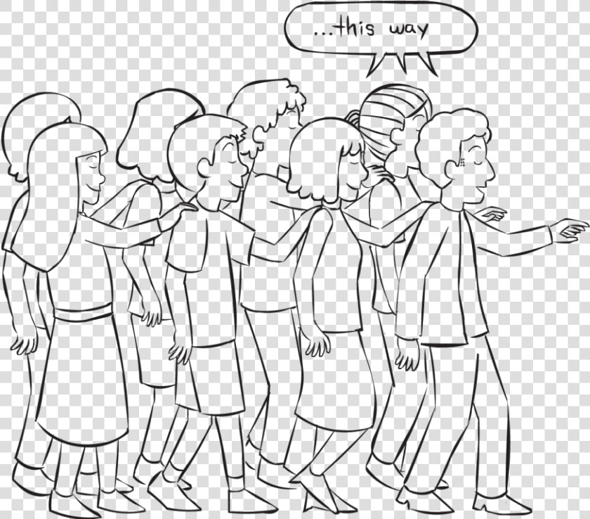 Back Group Of People With Eyes Closed Walking Forward   Group Of People Drawing  HD Png DownloadTransparent PNG